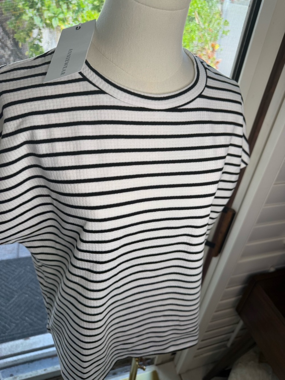 ANNIEWEAR Black & White Striped Knit Top
